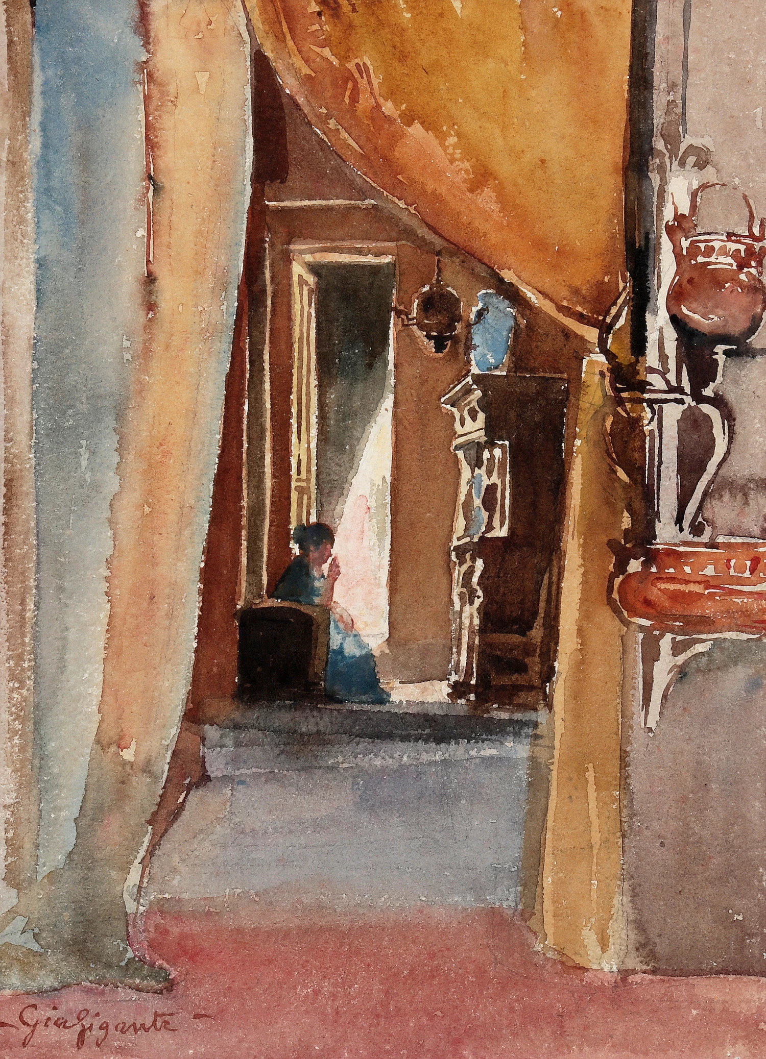 Interno con figura femminile